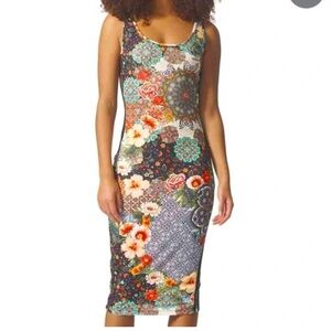 ADIDAS X Farm Rio Collab Jardim Floral Tank Sleeveless Midi Dress